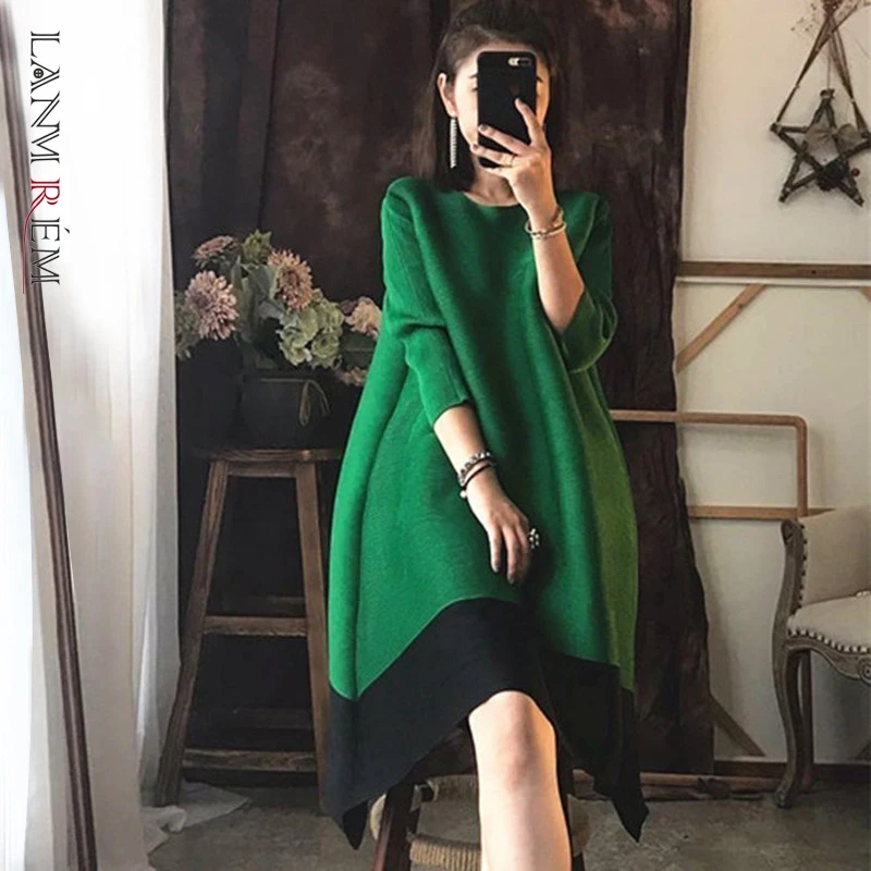 LANMREM/Новинка 2021 года Сезон осень Модная черная плиссированная водолазка в стиле