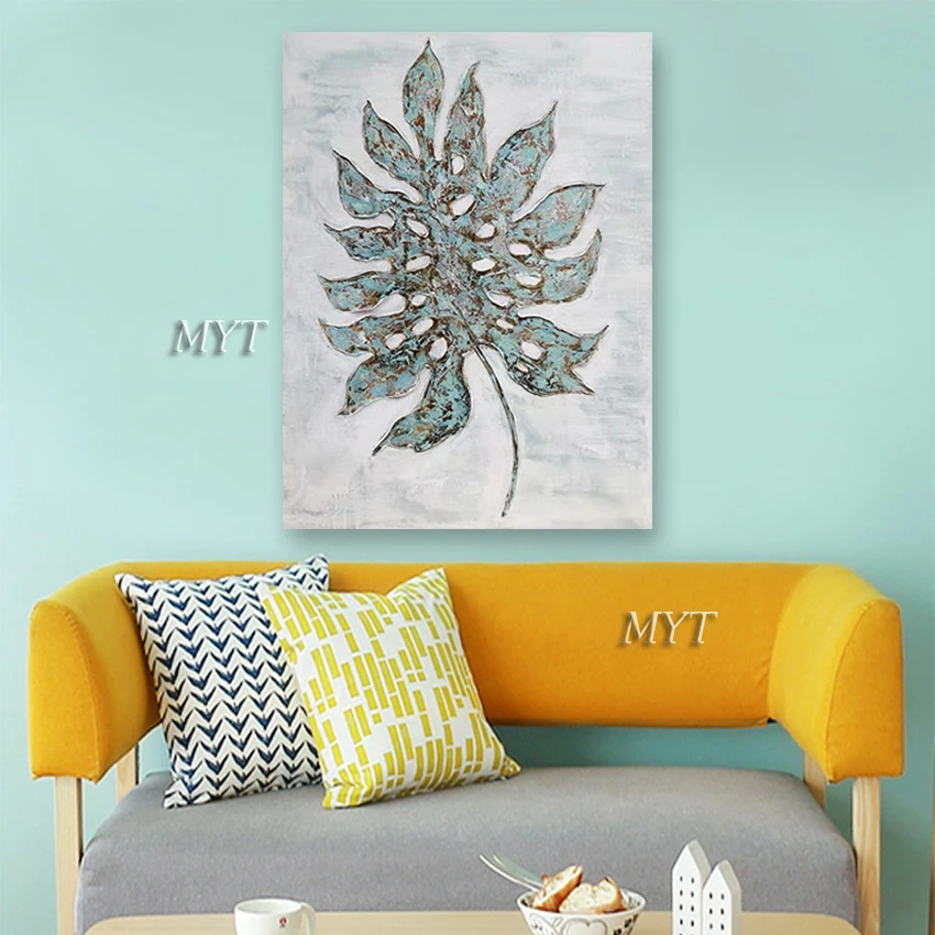 Художественные настенные Подвески с большой текстурой акриловые листья Картина