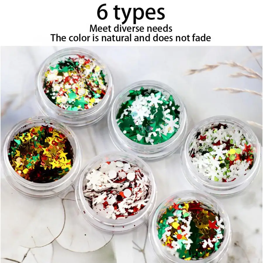 6 шт Блестки для нейл Арта (искусство украшения ногтей) звезда снежинка ногтей