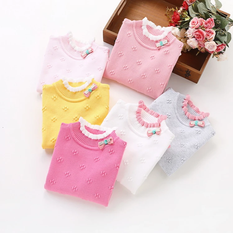 Новинка осени 2019 модный свитер из чистого хлопка для девочек детский Однотонный