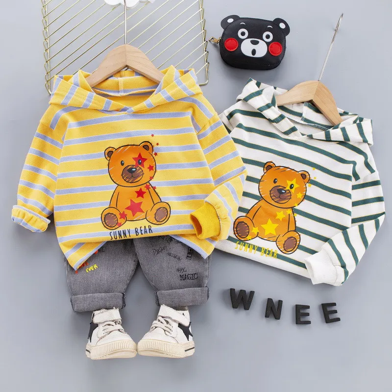 

Спортивный костюм для мальчиков и девочек, кофта и штаны из джинсовой ткани, одежда на осень