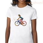 Акварельные Графические белая футболки женские, топы, экстремальные виды спорта, футболки, готический кавайный велосипед, футболка, женская футболка, Корейская винтажная одежда, гимнастика