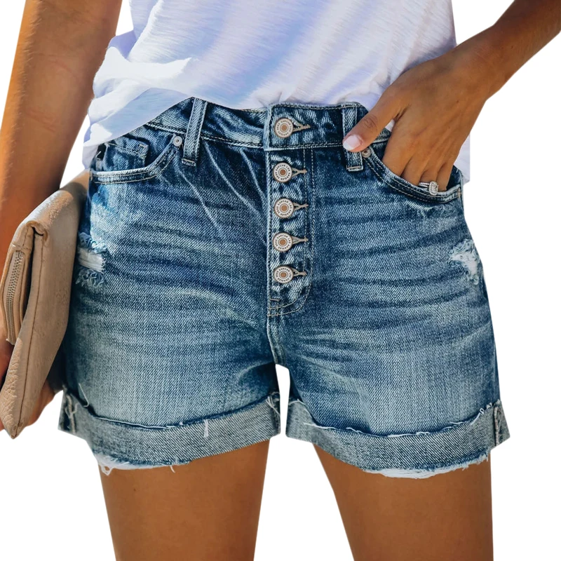 

VICABO Womens Short Jeans Femme Casual High Street Pocket Shorts Female High Waist Short Jeans 2020