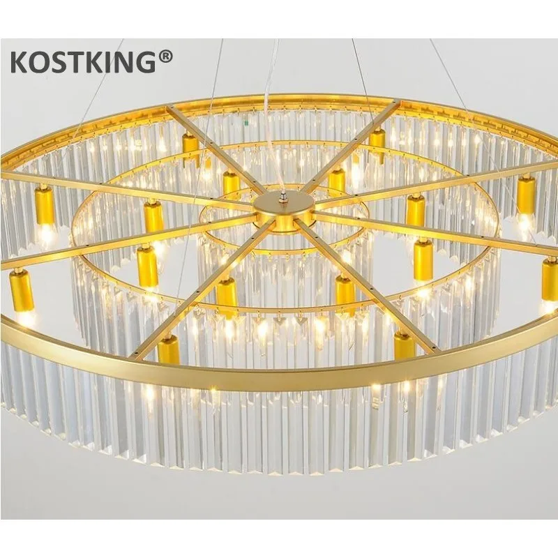 Золотая хрустальная люстра для гостиной круглая Европейская креативная
