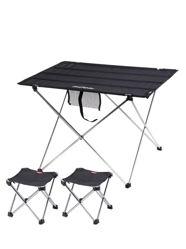 

Lightweight Stable Alu. Folding Square Table Roll Up Top with Carry Bag for Camping Outdoor Picnic Backyards BBQ Camp Kitchen