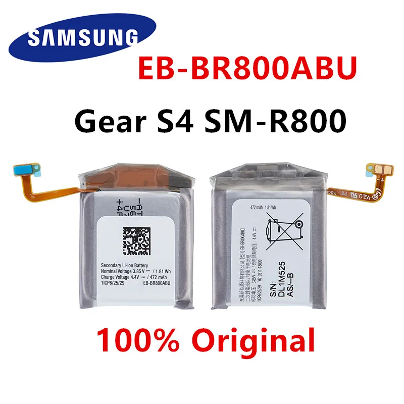 

SAMSUNG 100% Orginal EB-BR800ABU 472mAh Replacement Battery For Samsung Gear S4 SM-R800 SM-R805 SM-R810 Smart Watch Batteries