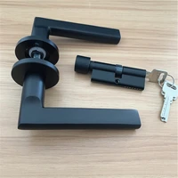 lch modern style aluminium alloy matte black door handle door knob with lock keys door pull hardware furniture pull