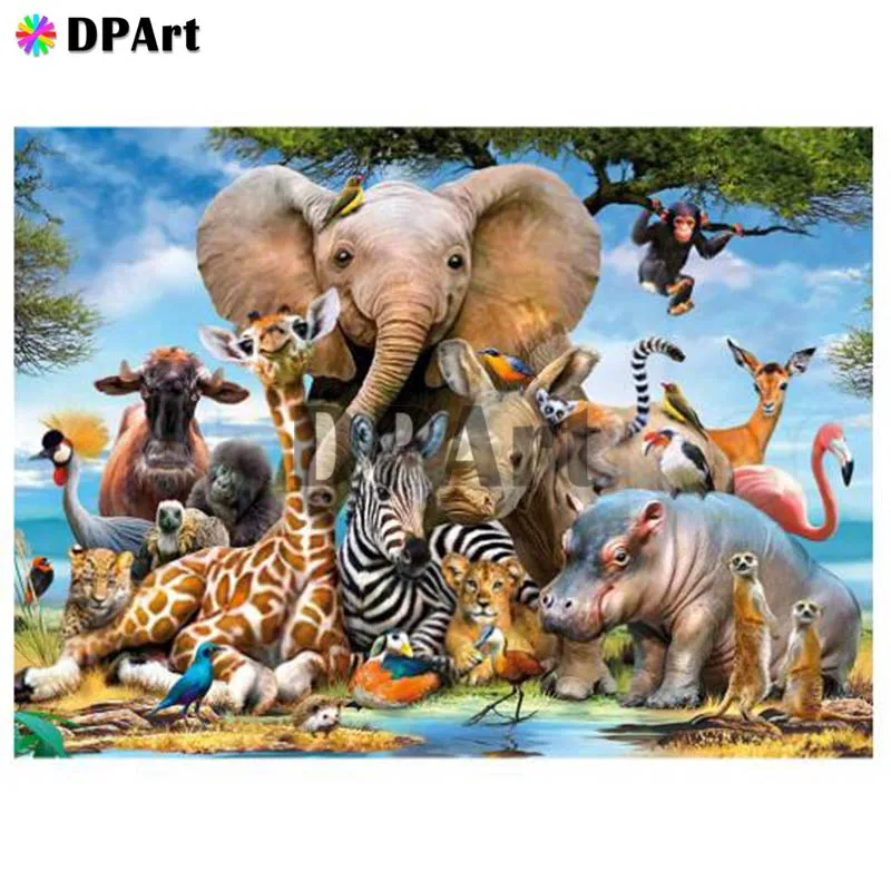 Алмазная картина 5D полностью квадратная/круглая дрель слон коллекция животных
