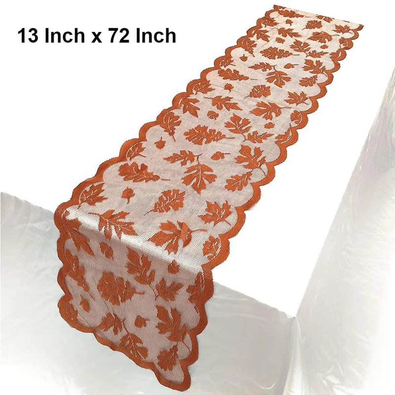

3Pcs Fall Table Runner 13 x 72 Inch /33X183cm for Home Maple Fall Leaves Lace Long Table Runners Autumn Decor Gifts