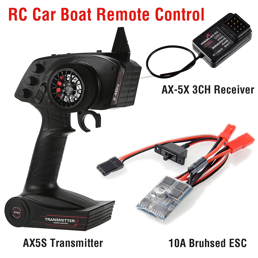 RC Car Remot Control AX5S 2.4G 3CH/4CH Transmitter with AX-5X Receiver 10A ESC for 1/10 1/8 Crawler TRX4 Axial SCX10 D90 TG3 | Игрушки и