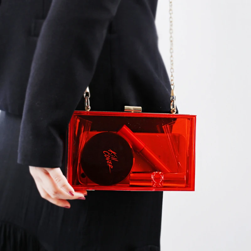Прозрачная акриловая сумка через плечо для женщин, маленькая квадратная дамская сумочка на цепочке, праздничный модный саквояж кросс-боди, ... от AliExpress WW
