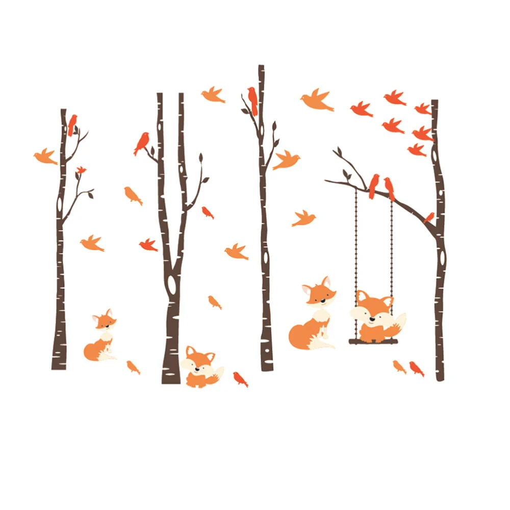 1 шт. Лисий лес обои Мультяшные животные самоклеющиеся постер скандинавский