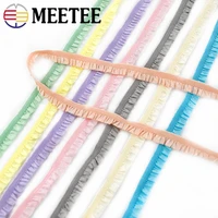 2245meters meetee 10mm pleated stretch lace trims ribbon ruffled elastic band baby hairband belt shoes decorative tapes diy