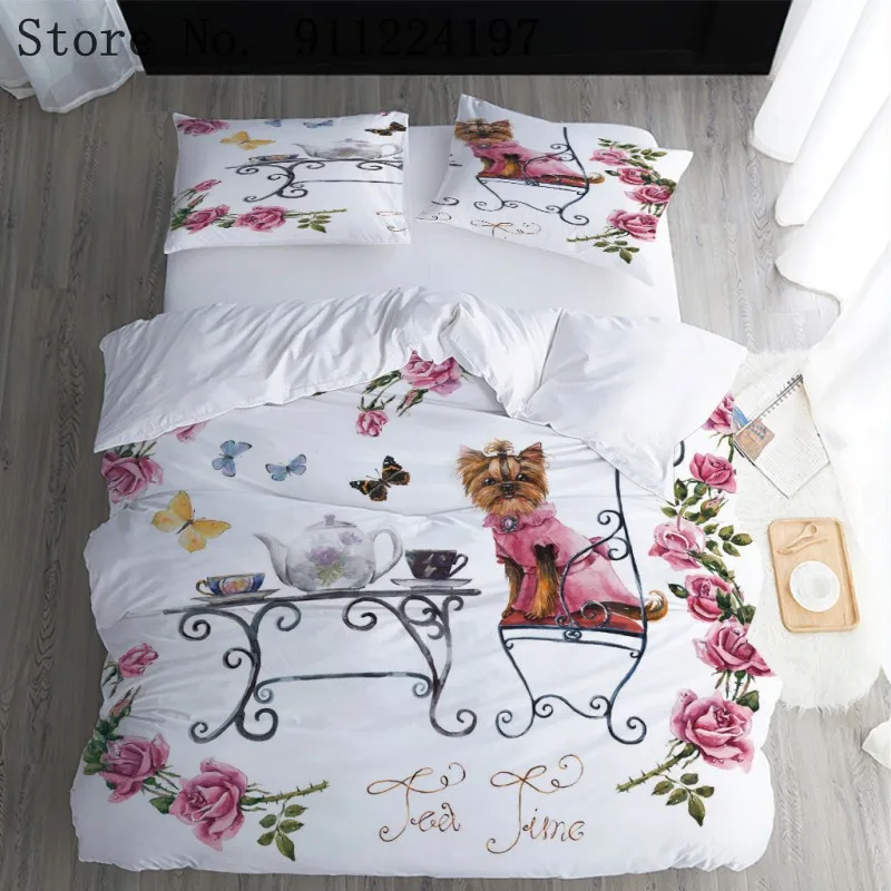 

Comforter Bedding Sets Puppy Printing Duvet Cover Luxury Bed sheet Bedclothes Queen King Twin Size Bed Linen Set For Kids Adults