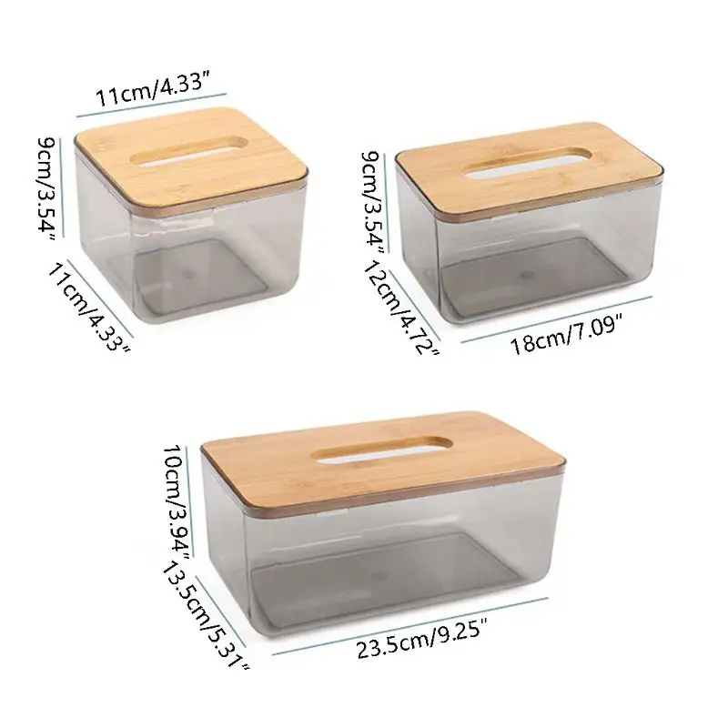 

Bamboo Wooden Cover Plastic Tissue Box Paper Holder Dispenser Storage Case Organizer for Home Car