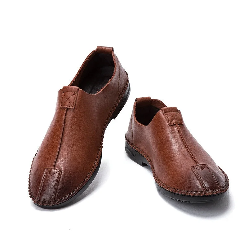 Мокасины мужские из натуральной кожи мягкие туфли для вождения без застежки