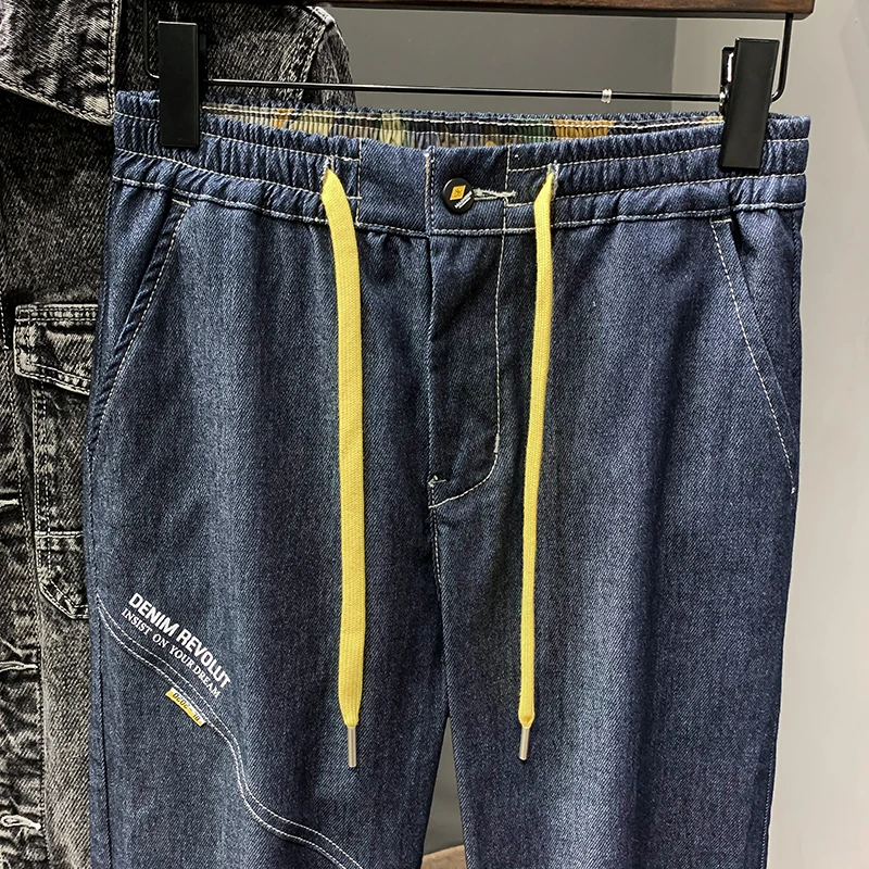 34-46 джинсы мужские размера плюс эластичные свободные зауженные джинсы-шаровары