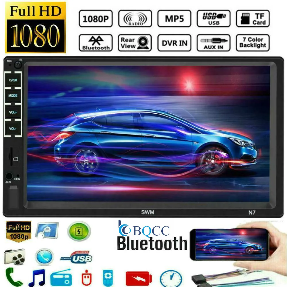 Автомагнитола 7 дюймов стерео MP5 плеер с сенсорным экраном Bluetooth AUX/USB/FM 2 Din