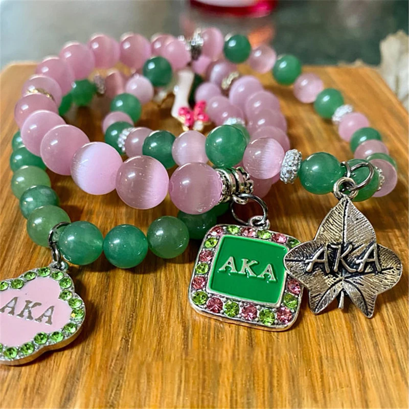 

Pink & Green Ivy Enamel Charm Block Aka Crest Sorority Pendant Metal Rhinestones AKA 1908 the Shield Leaf Shape Jewelry Making