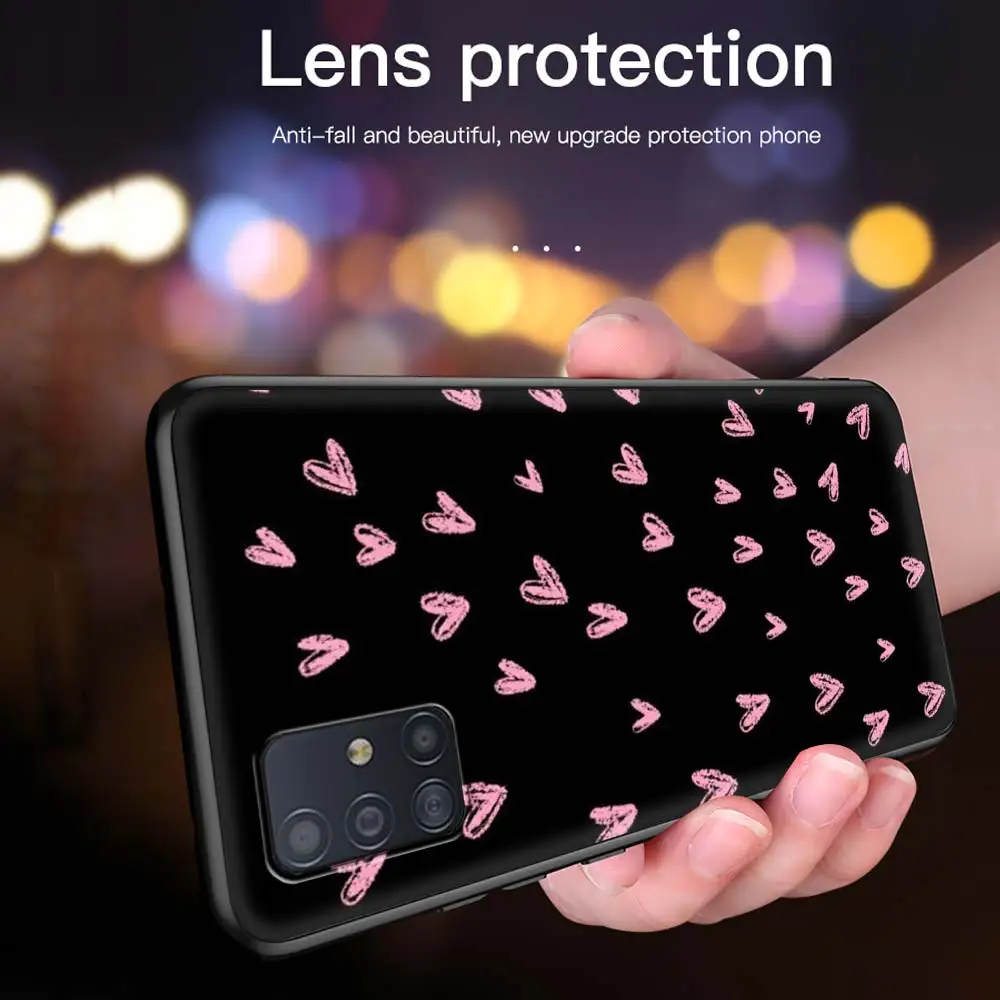 

Heart Cartoon Cute Case For Samsung Galaxy A51 A71 A21s A31 M31 A12 A41 A11 A42 5G M51 M30s Casos Black Soft Phone Fundas