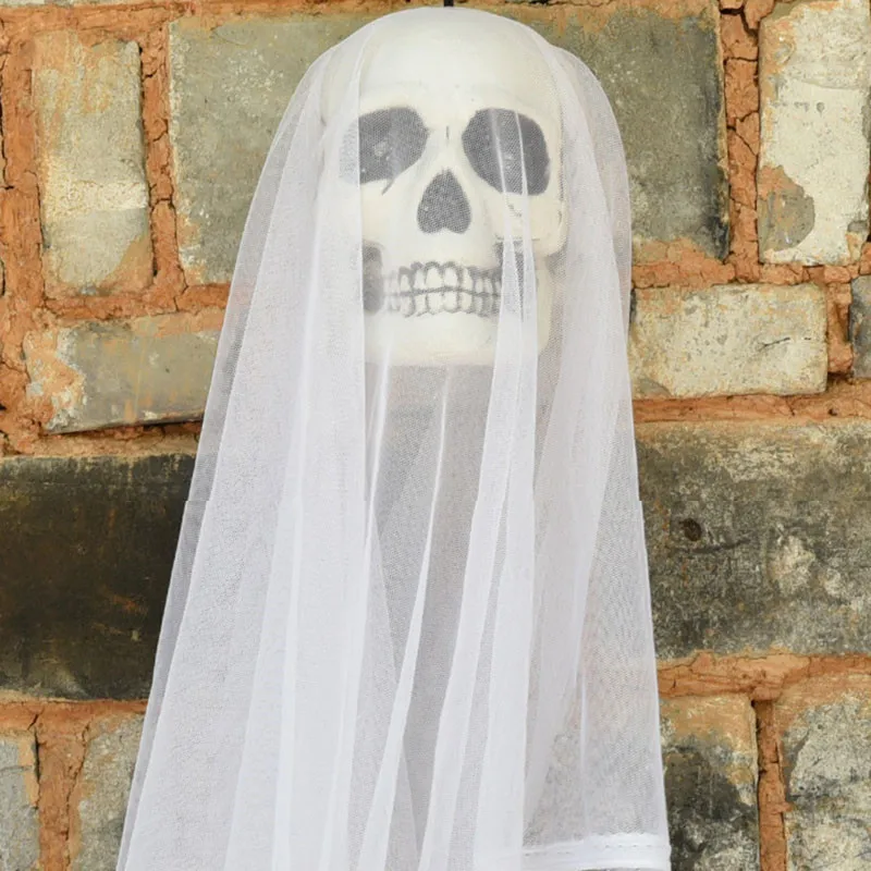 

Halloween Costumes Scary Skeleton Head Gauze Hanging Ghost Chamber Of Horrors Haunted House Decoration Bar toys YK90