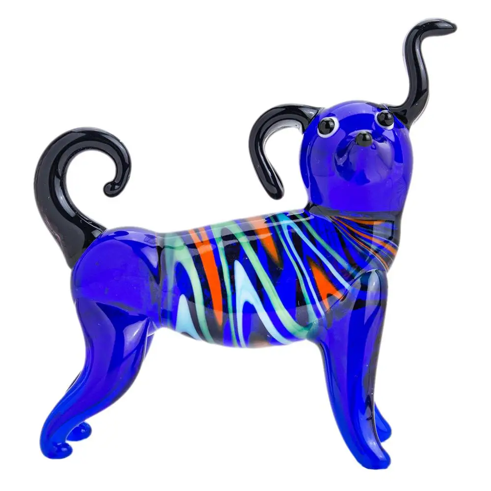 H & D мини голубая собака стеклянная плитка муранское стекло выдувание искусства