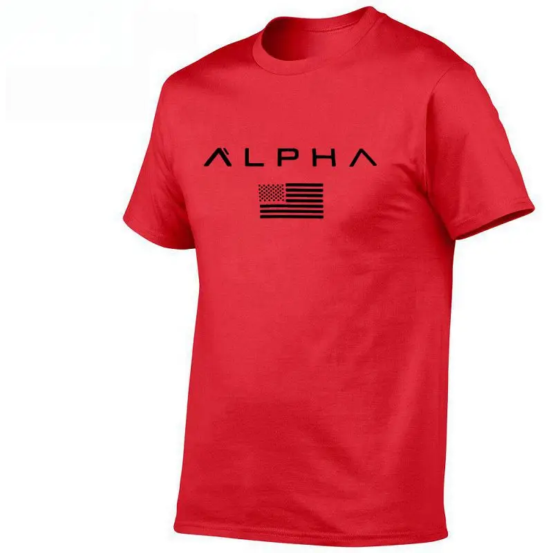 2019 Brand Clothing Gyms t-shirt ALPHA Fitness T-shirt Short sleeve Men Fashion Crossfit Top Tees Multiple Colors Choose |