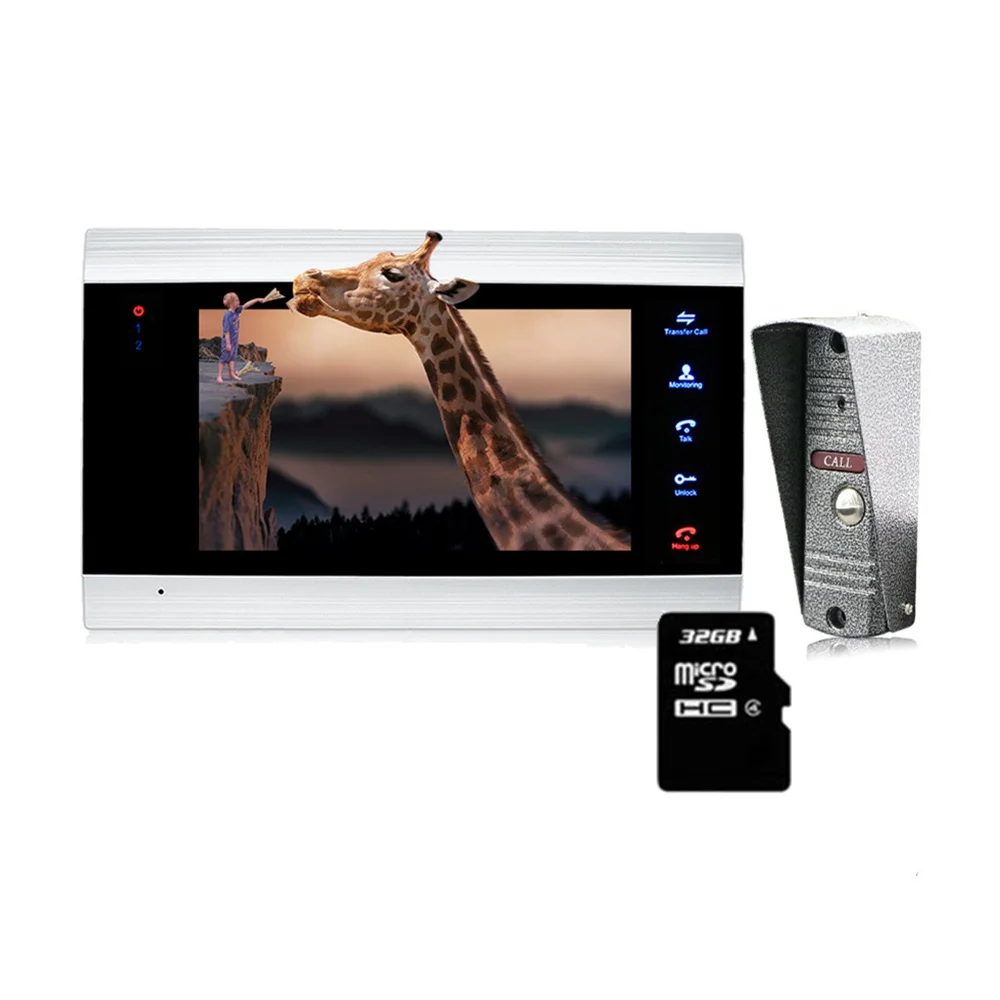 Homefong 1200TVL HD видеодомофон домофон с дверной звонок с записью данных камера широкий угол обнаружения движения ночное видение - Цвет: With 32GB SD Card