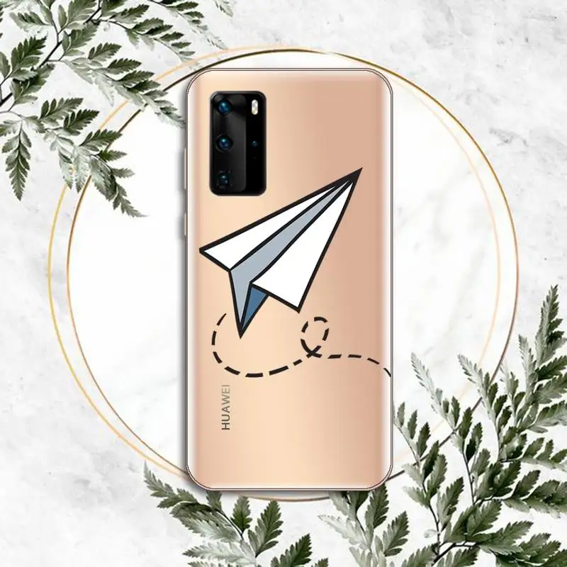 

paper airplane Childhood flying cute Phone Case Clear Transparent for huawei honor P 40 30 20 lite Pro 10 i 8 9 x p smart 2019