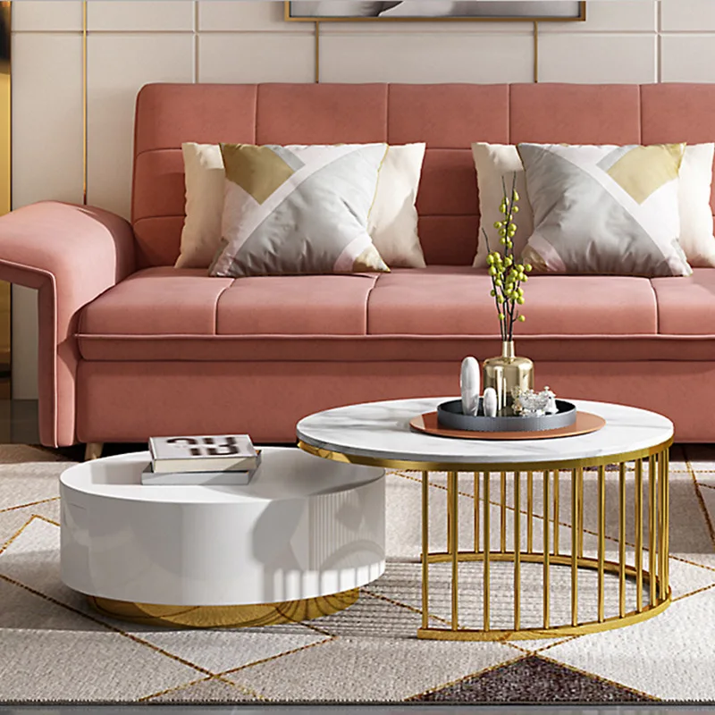 Simple household small Scandinavian modern marble size round coffee table