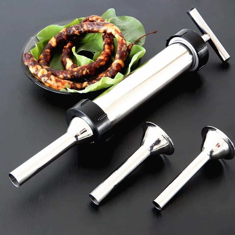 

Stainless Steel Sausage Stuffer Homemade Sausage Filling Machine Syringe Meat Filler Kitchen Tools Manual Sausage Hot Dog Maker