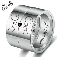 lovers ring her forever his always stainless steel heart ring couple promise rings engagement wedding bands anniversary jewelry