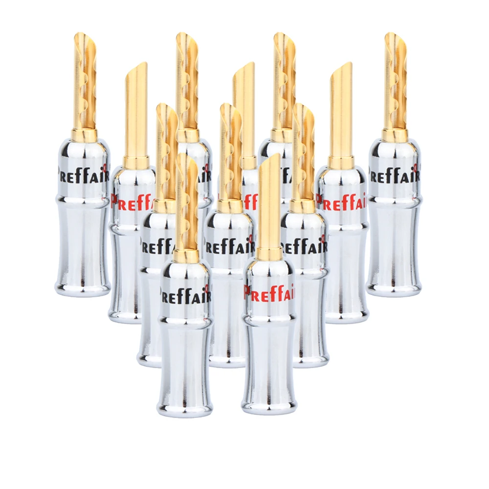 

Preffair BA1451 24K позолоченный штекер типа банан, разъем для динамика, штекер для аудиокабеля динамика