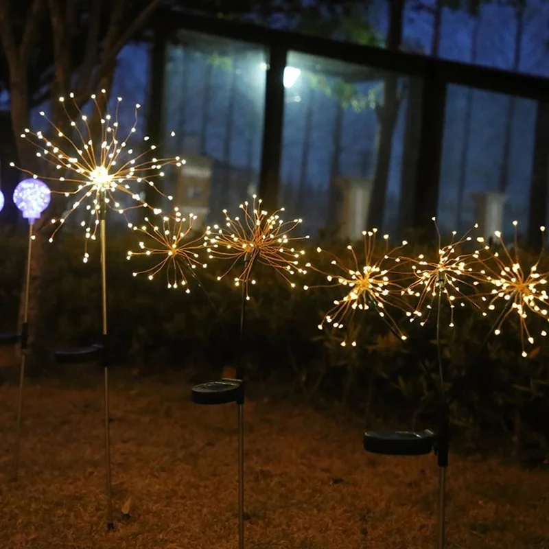 

2021 LED Solar Firework Lights Outdoor Waterproof Fairy Garland 90/150 LEDs Light String Garden Lawn Street Christmas Decoration