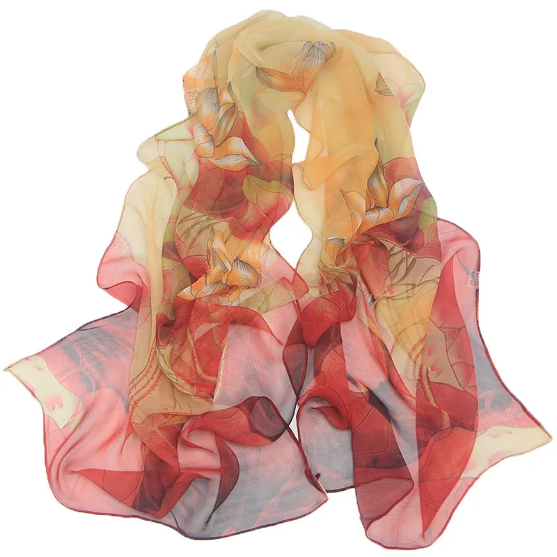 Women's Geometric Pattern Chiffon and Silk Scarf - Long Soft Shawl for Spring and Autumn image 4