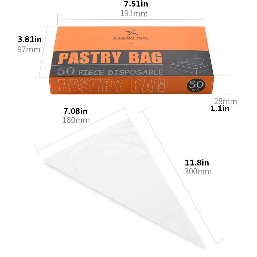 50 шт./кор. прозрачный PE Одноразовые утолщенной декоративный мешок торт украшения
