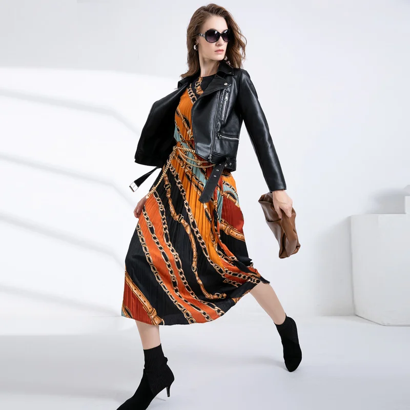 

2022 Spring Autumn Black Faux Leather Zipped Jackets Women Basic Coat Female Racer Motorcycle Biker Jacket With Belt Overcoat