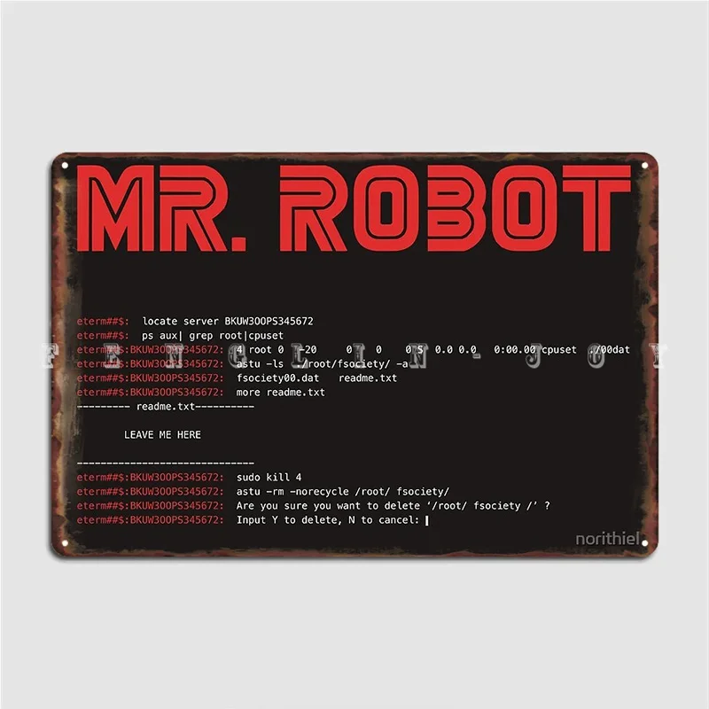 Mr Robot fсоциаби00.dat металлический знак кинотеатр кухня клуб бар ретро постер