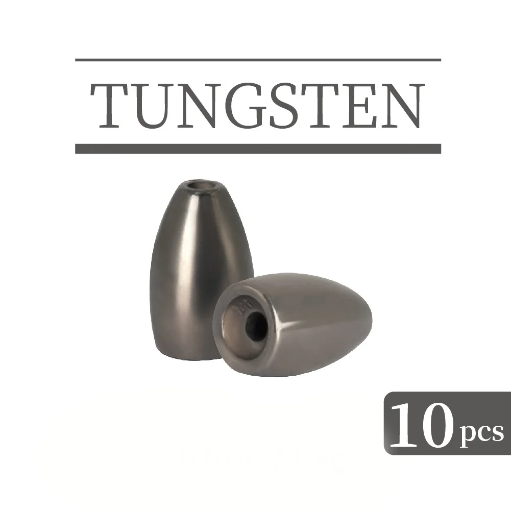 MUUNN Tungsten Flipping Weight 10PCS Fishing Sinker,1/16-2 OZ  Fishing Lure Accessory,Bullet Shaped Weight,Plain