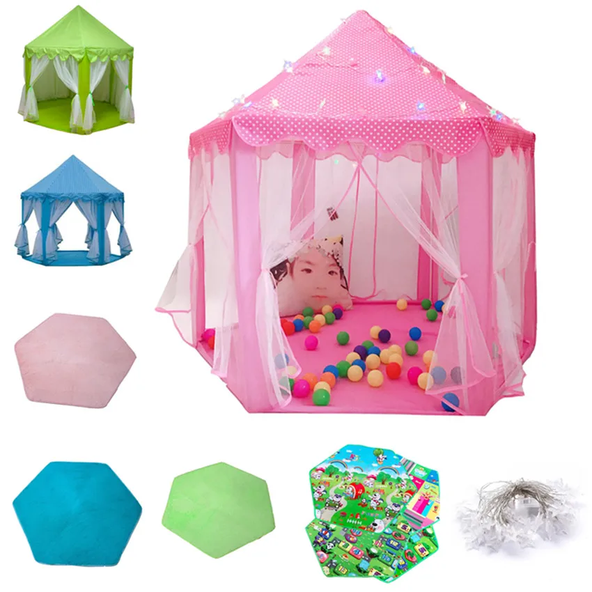 

Portable Children's Tent Princess Girl's Castle Play House Kids Small House Folding Playtent Toy Ball Pool Tent Baby Beach Tent