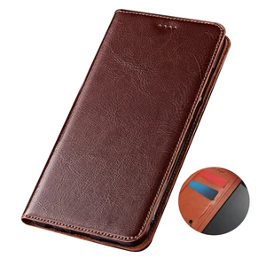 Natural real leather magnetic flip phone case for OPPO Realme 6 Pro cases for OPPO Realme 6 phone bag card holder pocket coque