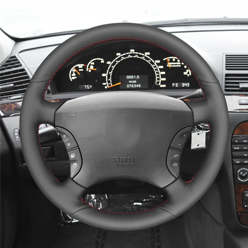 MEWANT черный чехол на руль из натуральной кожи для Mercedes-Benz s-класса W220 S500 S600 S430 S350 2004-2006