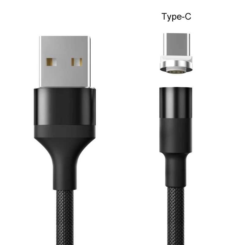 black Магнитный кабель USB Micro usb type C, адаптер для быстрой зарядки для телефона, Microusb type C, магнитное зарядное устройство USB C для iPhone, samsung, huawei - Цвет: black