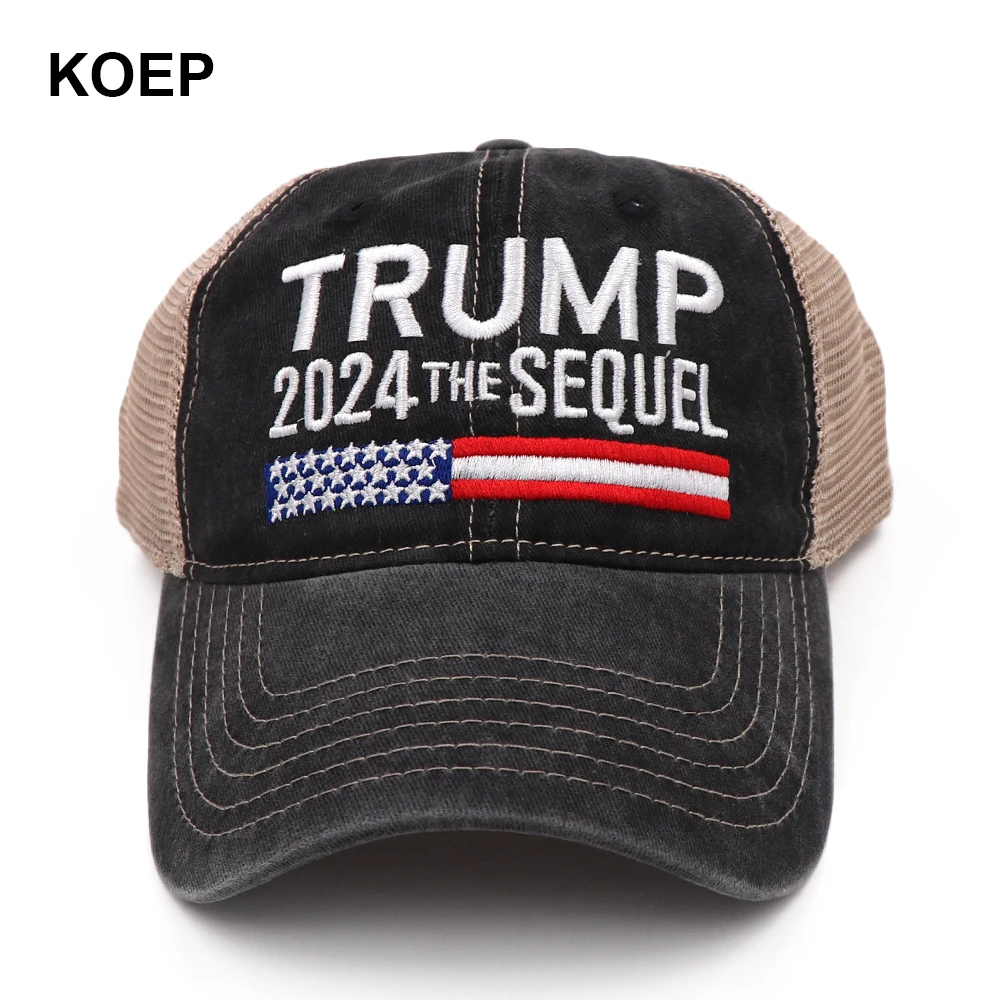 Новинка 2024 кепка KOEP с принтом Дональда Трампа бейсболка промытой сеткой s I VOTE FOR