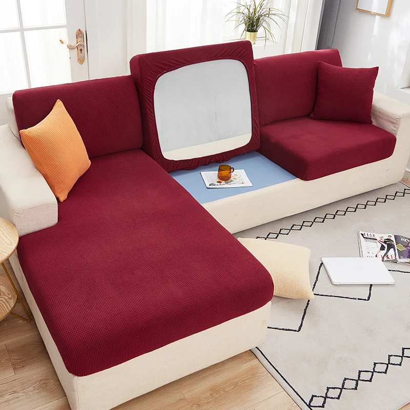 

Thick Velvet Sofa Cover Solid Color Sofa Cushion Cover Elastic Slipcover All-inclusive Couch Cover