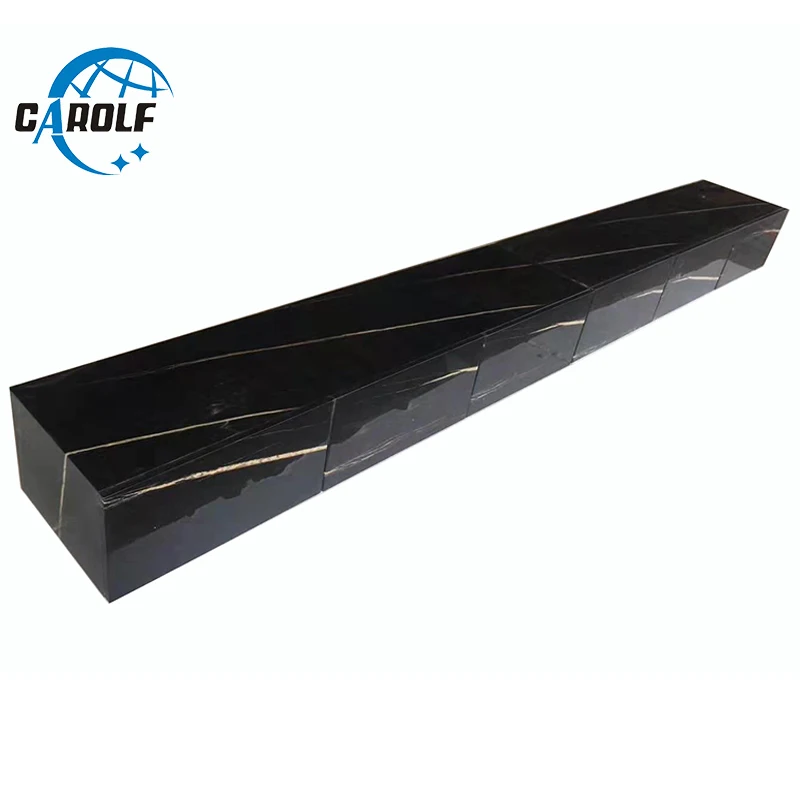 Cheap Price TV Cabinet Modern Black Marble TV Stand Table With 6 Drawers Storage