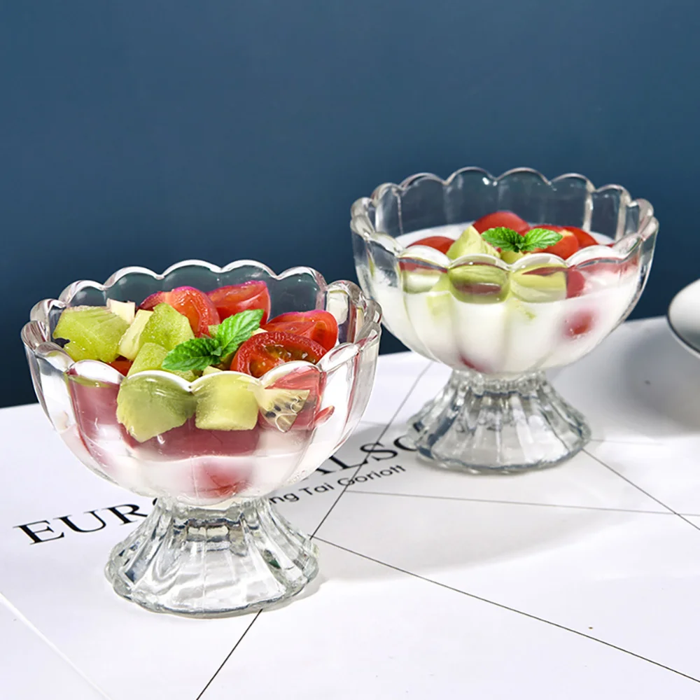 

6Pcs 100ml Dessert Cups Ice Cream Holders Pudding Cups Fruit Bowls (Transparent)