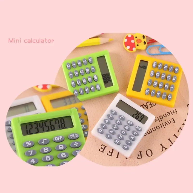Портативный электронный мини калькулятор ярких цветов карманный для