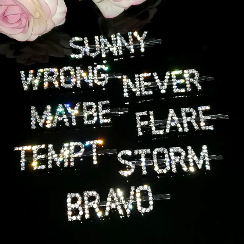 Новое поступление заколки для волос «Солнечный, неправильный, никогда, может, расклешенный, соблазнительный, штормовой, Браво» шпильки для волос и заколки-невидимки оптом