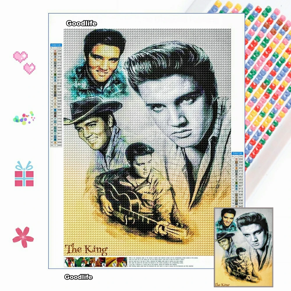 5D DIY Diamond Painting Elvis Presley Full Square/Round Drill Cross Stitch Kits Mosaic Embroidery Rhinestones Picture Home Decor